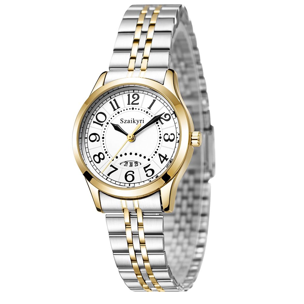 Montre Classique pour Femmes avec Chiffres Arabes Calendrier Résistant à l'Eau