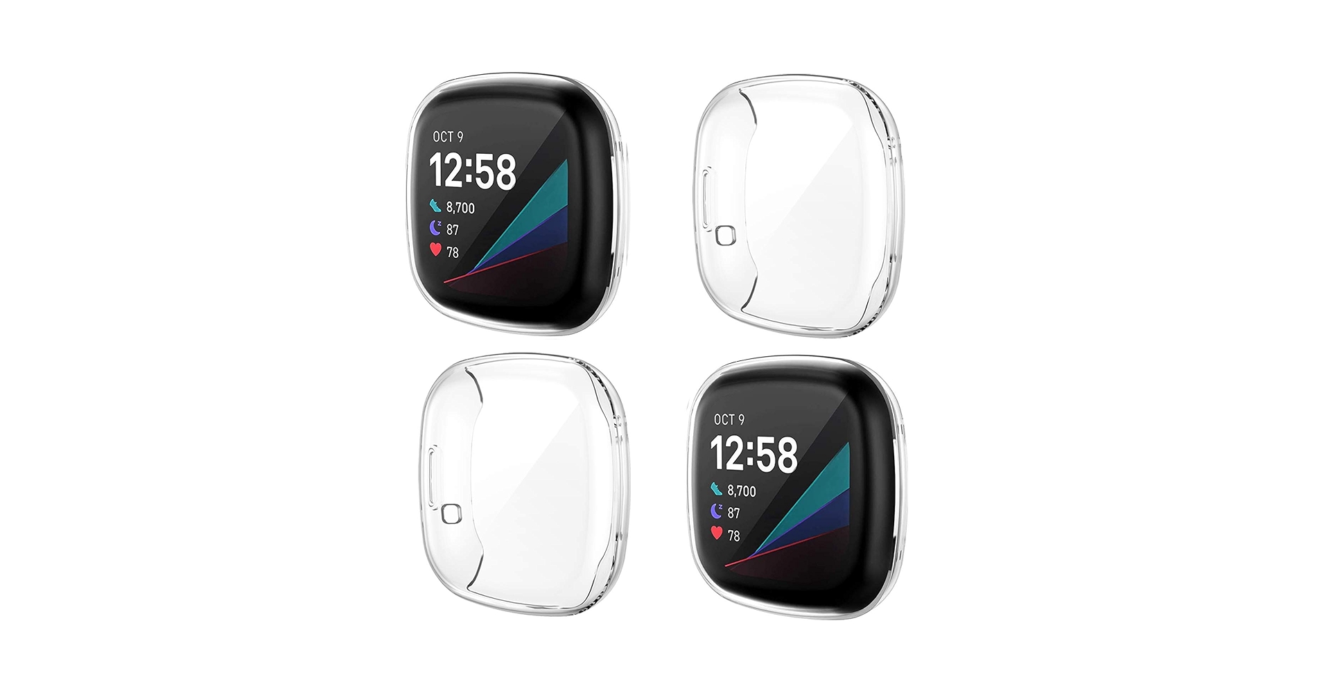 NANW 4-Pack Screen Protector Case Compatible with Fitbit Sense/Versa 3, Soft TPU Plated Bumper Full Cover Protective Cases for Sense Smartwatch [Scratch-Proof]