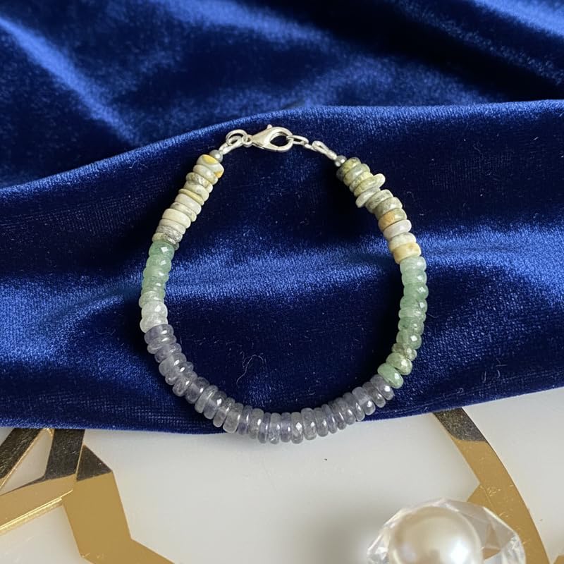 LKBEADS 5x3mm Opona Kształt Opony Naturalne Kamienie Szlachetne Link Bransoletka Jednokolorowe Kamienie Kolorowe Kamienie Szlachetne Bransoletka 7 cali Ręcznie Robiona Biżuteria |LK_SLNK_00164