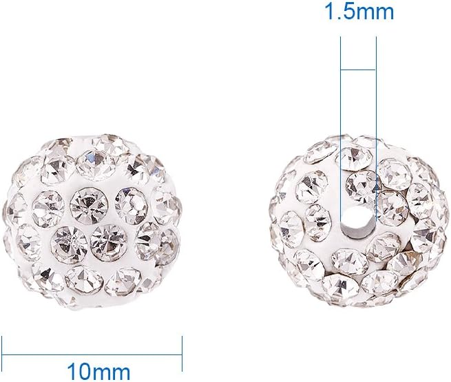 Beadthoven 100pcs White Glass 10mm Round Rhinestone Beads for Jewelry Making - Image 5