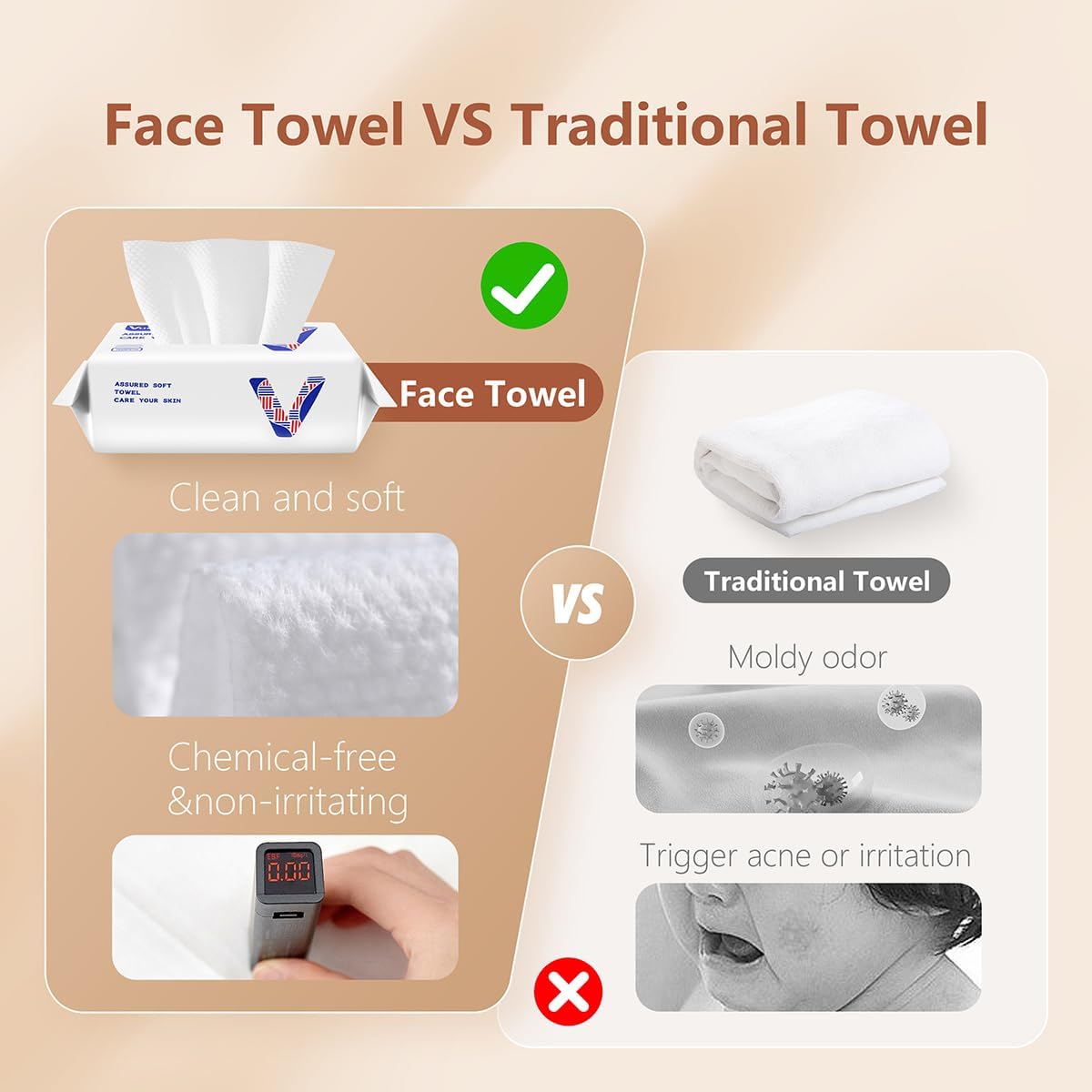 Toallas faciales desechables de algodón, 100 unidades, tejido facial biodegradable suave y seco, tejido de secado para el cuidado de la piel, removedor de maquillaje, paños faciales 2