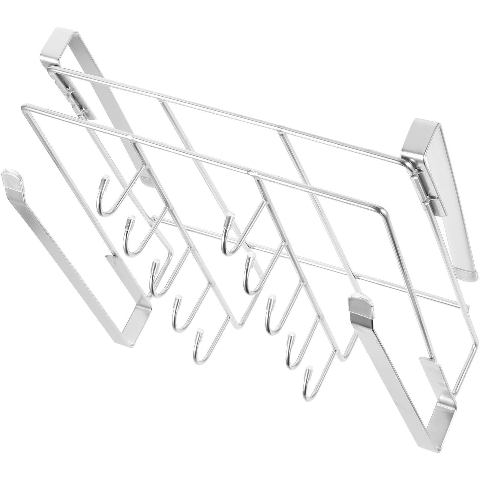 Portaoggetti Multifunzione Senza Foratura per Armadietto Cucina, Rack Sottomensola 25 Cm in Metallo Ganci Porta Tazze e Taglieri, Organizer Salvaspazio per Dispensa e Magazzino