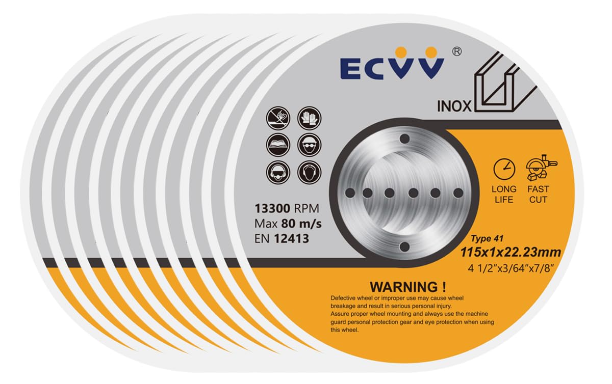 10 Pcs Diamond Metal Cutting Wheel 115mm (4-1/2") Diamond Blade Metal Stainless Steel Cutting Disc for Angle Grinder and Circular saw (1mm)