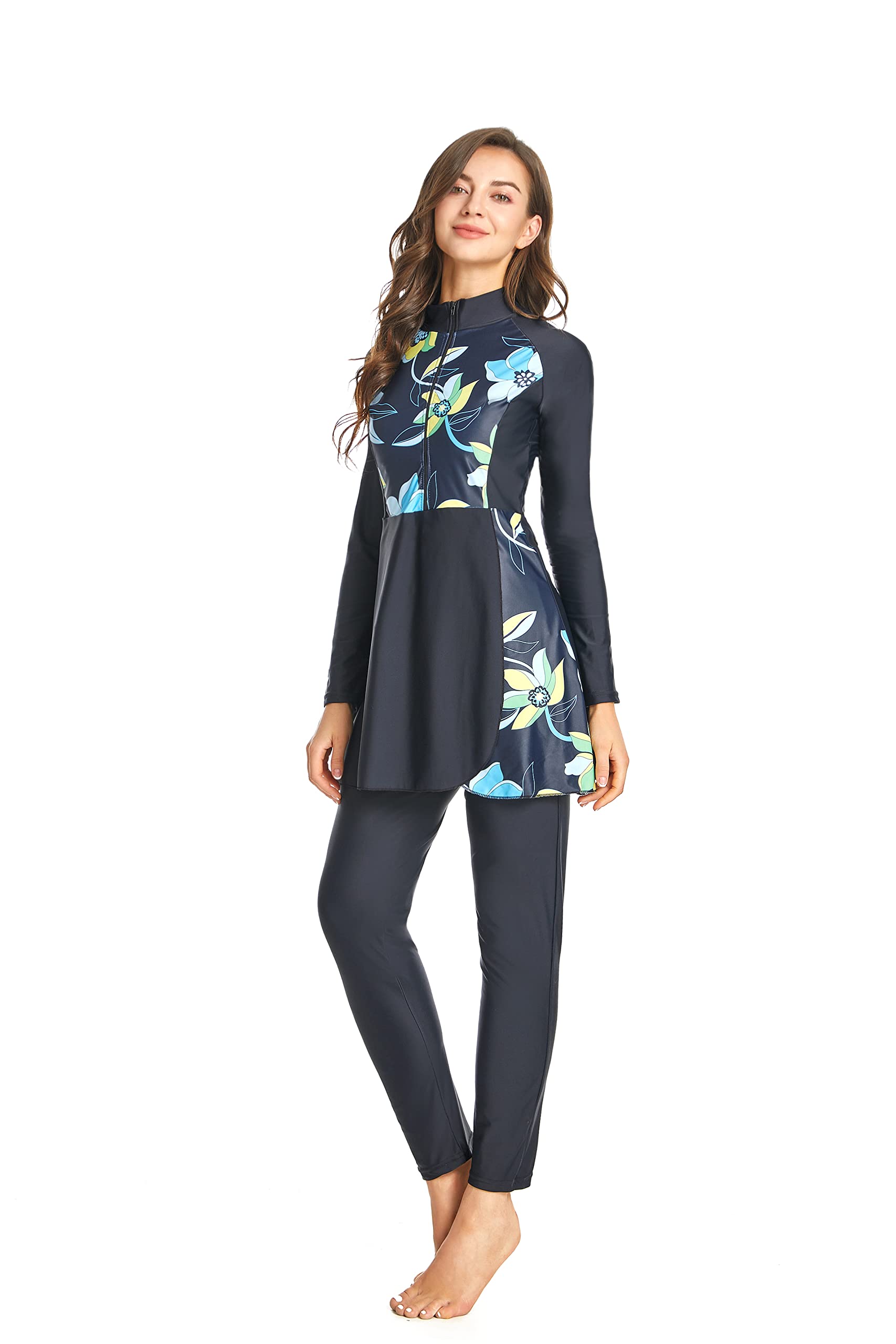 BlueSnow Costumi da Bagno Musulmani per Donna Costumi da Bagno modesti a Maniche Lunghe Costume da Bagno Arabo Islamico Burkini