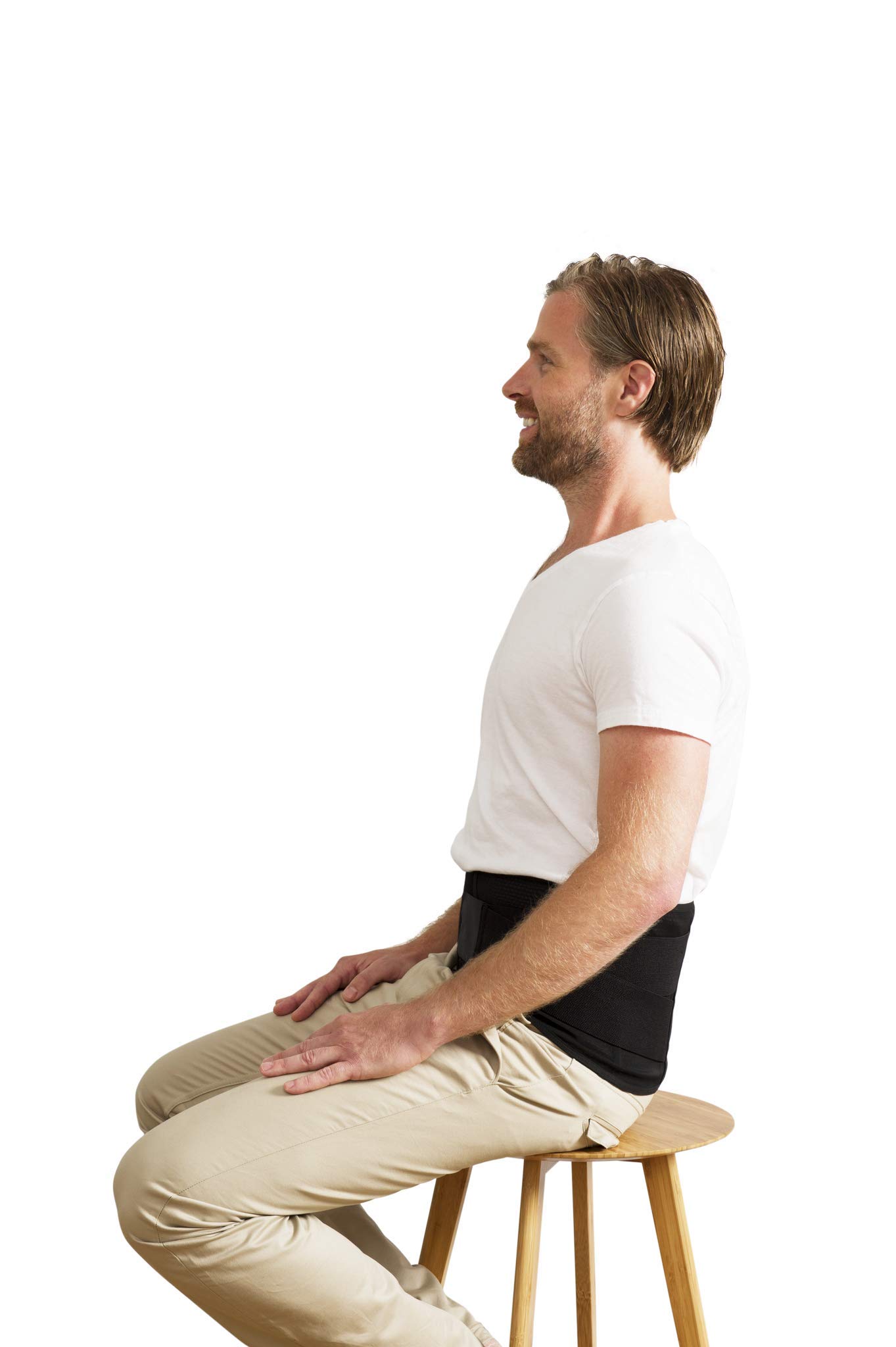Swedish Posture® STABILIZE Beckengurt zur Entlastung des Rückens | Unterstützung der Wirbelsäule | bessere Körperhaltung im Büro | für schwere körperliche Arbeit | Thermo-Therapie (M, Schwarz)