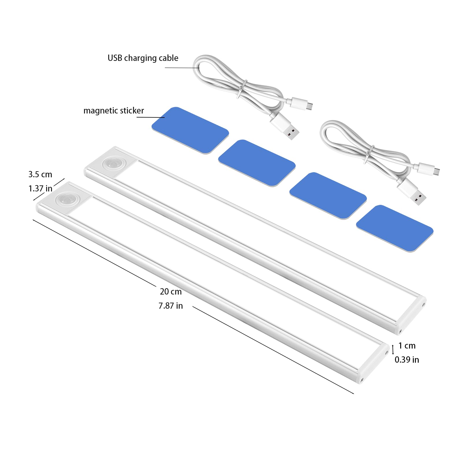 JUJINQUANY 3-Tone Eye-Care Cabinet Light, 2-pack-silver, 20 CM - Image 2