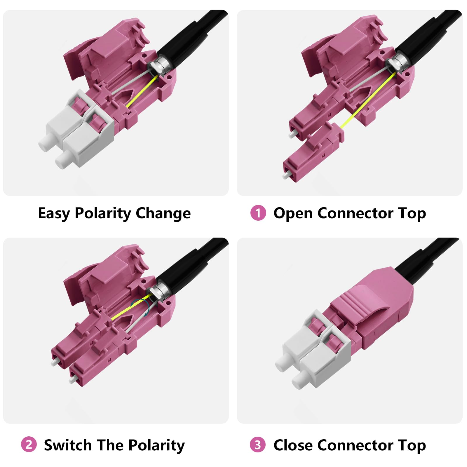 100m/326ft OD-5mm corazzato OM4 fibra LC a LC Outdoor cavo in fibra ottica, TPU industriale, sepoltura diretta, multimodale duplex, 40G/100G, 50/125um, Uniboot LC a LC con tirante Eye