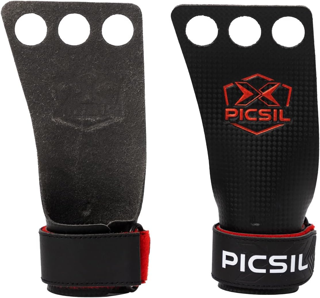 PICSIL RX Grips, Carbon Hand Grips for Gymnastics, Cross Training, Weightlifting, WODs, Pull ups & Workout , Hand Protection for Rips & Blisters for Men & Women