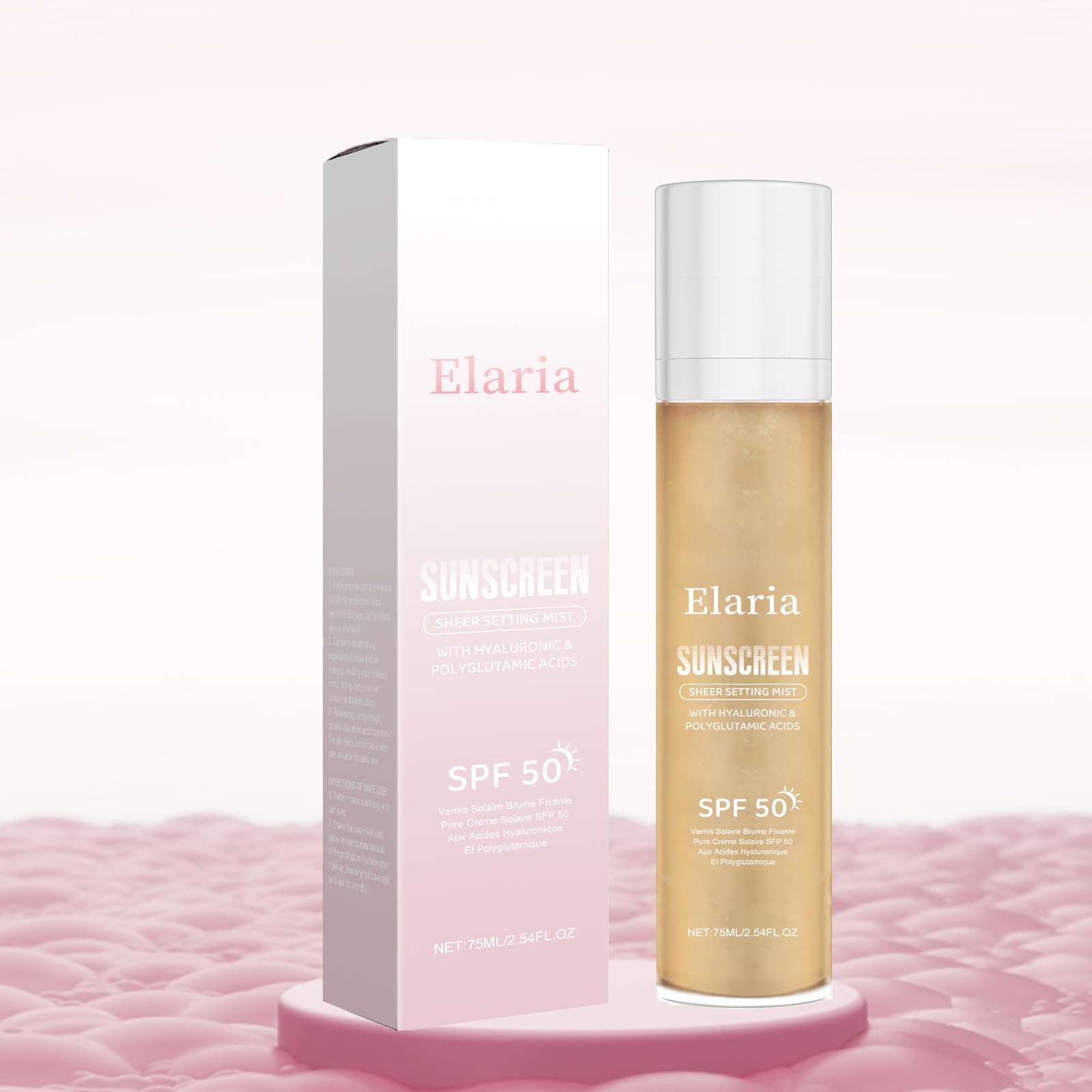 Earia Setting Spray for Face Body - Sheer Sunscreen Mist SPF 50 Makeup-Friendly Setting Mist with Hydrating Glow