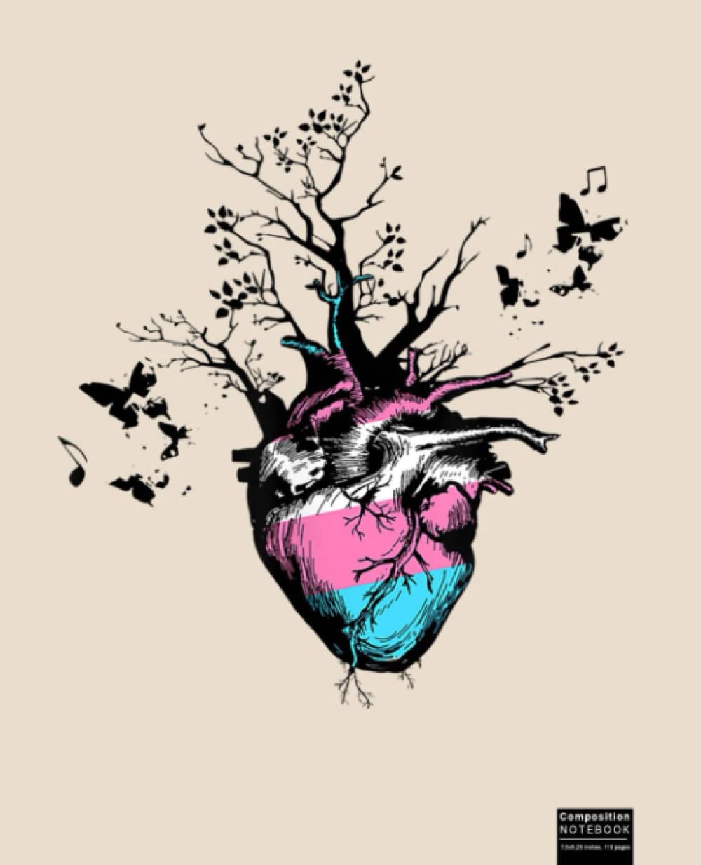 Proud Transgender LGBT Heart Tree Life Trans Pride Composition Notebook: LGBT Notebook, Gift for LGBT Pride, lesbian Pride, Gay Pride, Bisexual Pride, ... Pride and Pansexual, Pride. 7.5”x9.25”