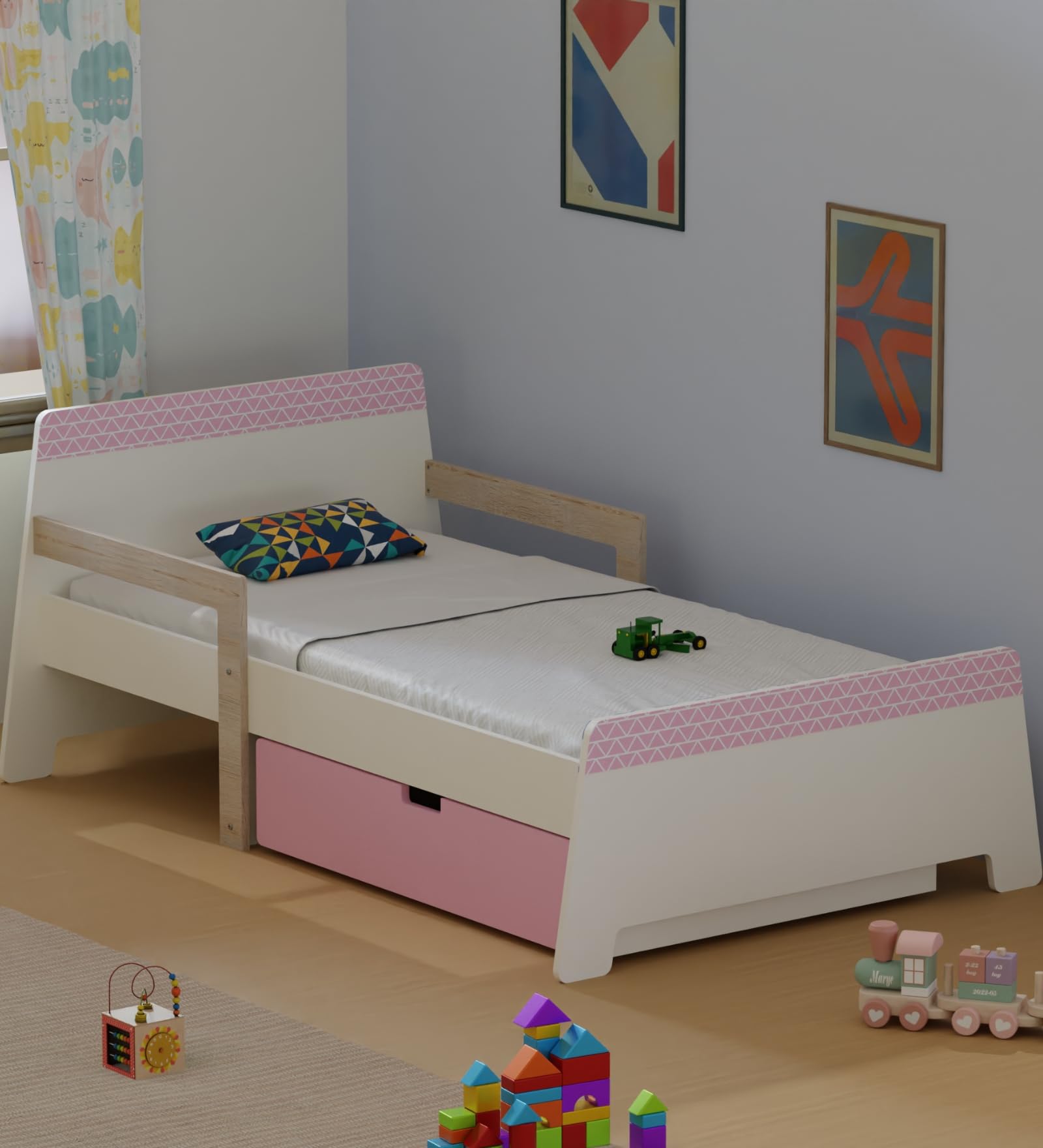 Boingg Jujube Engineered Wood Toddler Bed for Kids | Pink | Single Size | with Safety Guard Rails & Rounded Edges | 5 Year Warranty-image-16