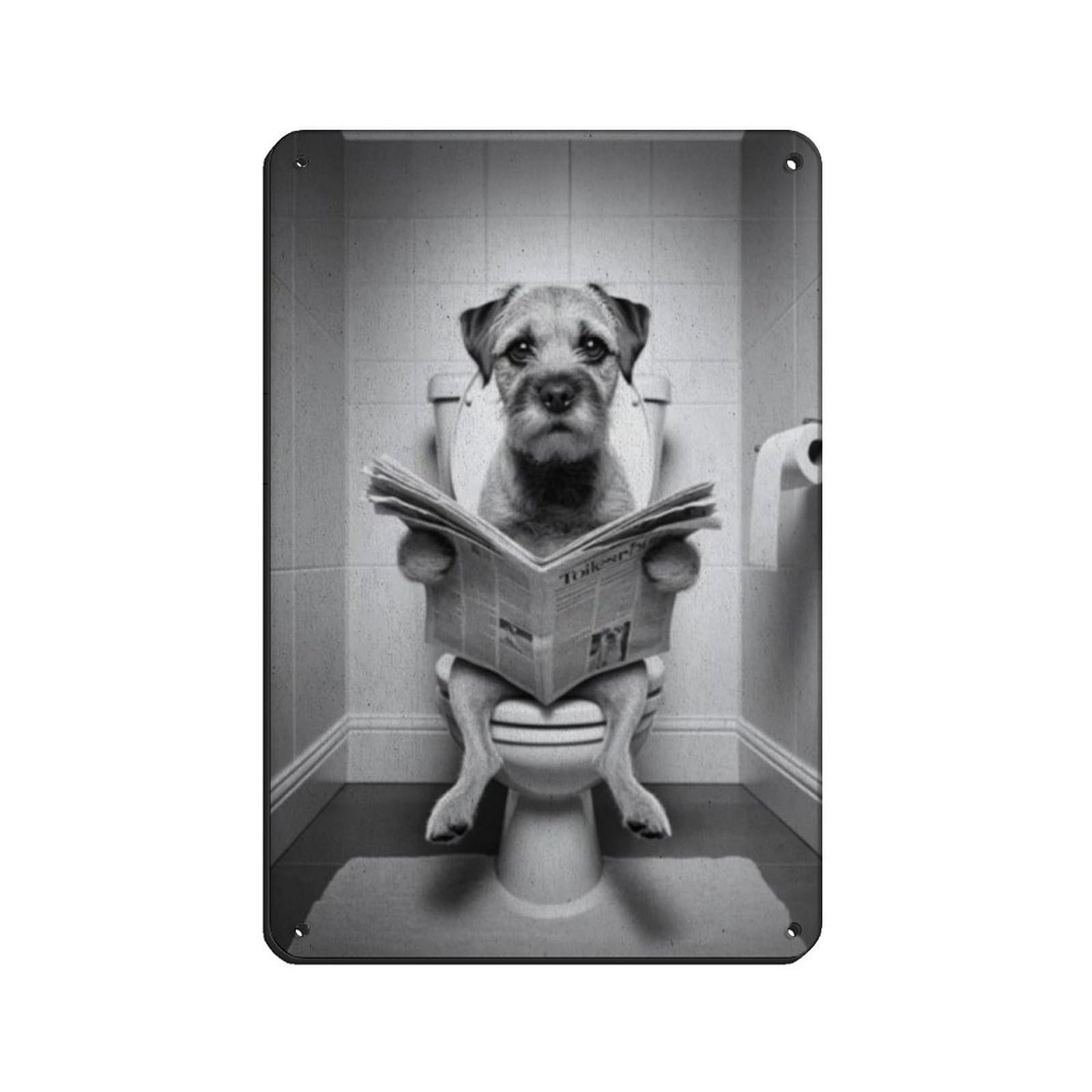 Border Terrier Art, Funny Bathroom Decor Retro Poster Metal Tin Sign Chic Art Retro Iron Painting Bar People Cave Cafe Family Garage Poster Wall Decoration 8x12inch(20x30cm)