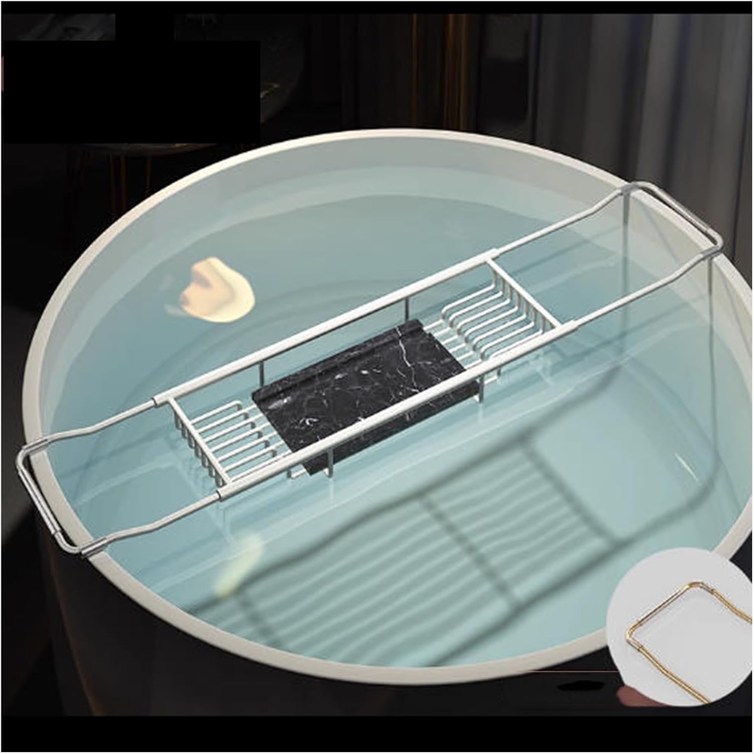 Expandable Drain Bath Caddy Tray for Tub,Simple Bathtub Table Trays Storage Rack,for Candle Towel Book Wine Phone Shower(Color3)