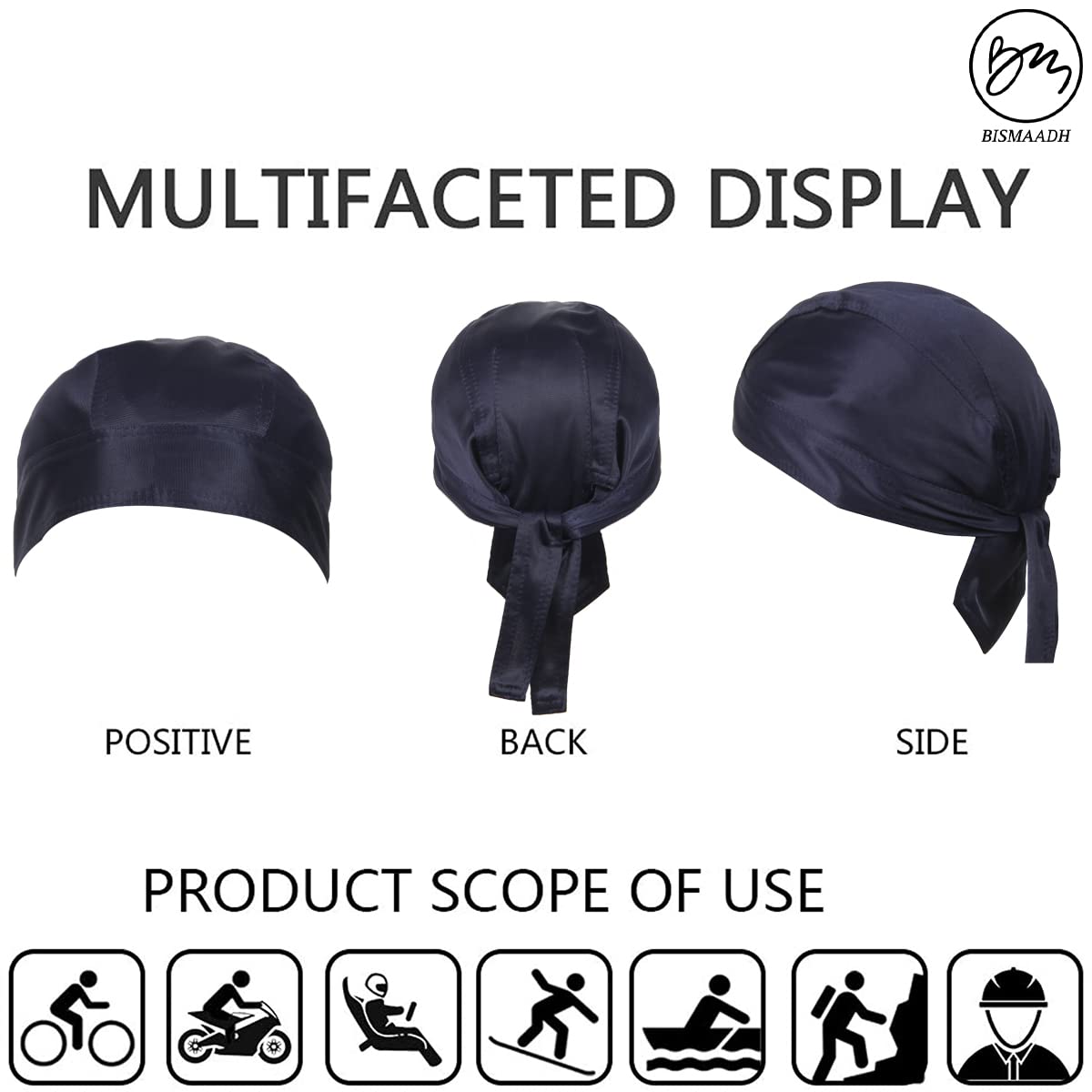 BISMAADH Adjustable Working Tie Back Scrub Caps Head Wrap Men and Women