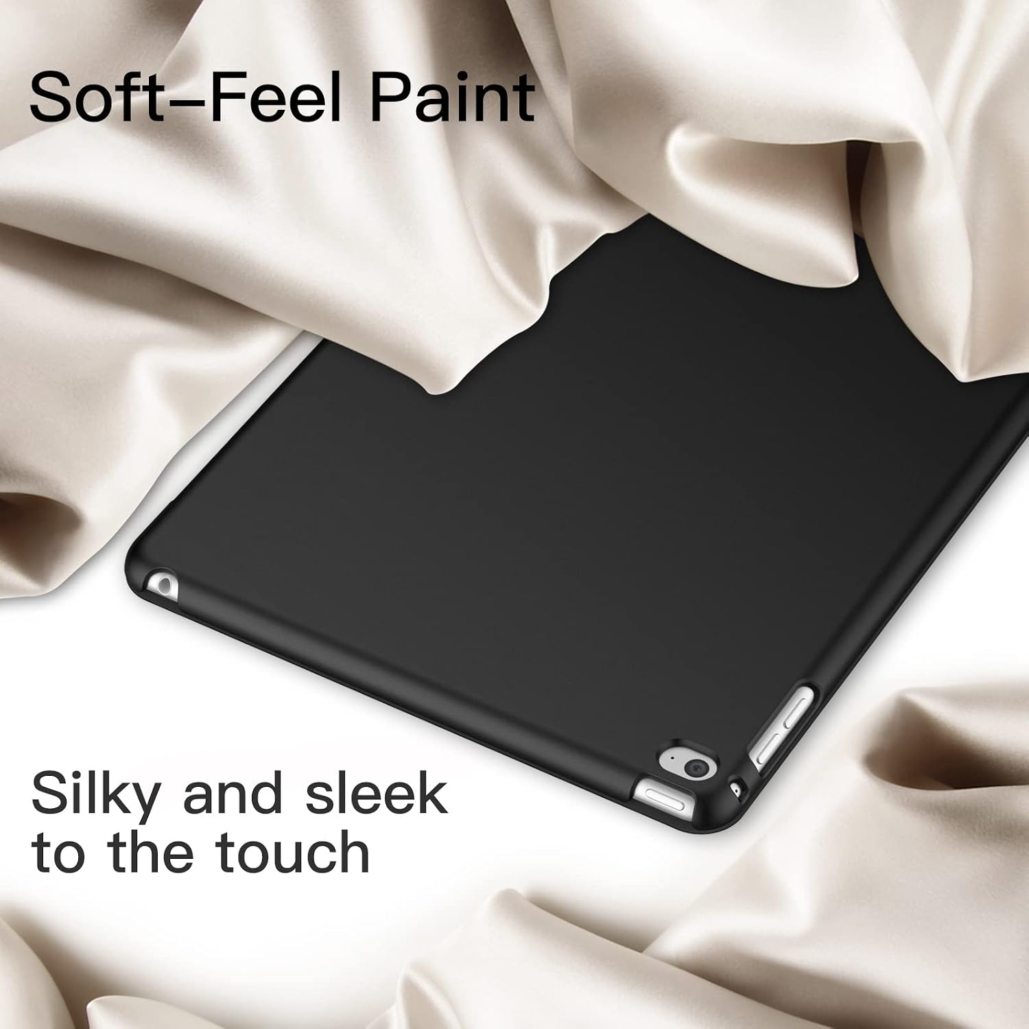 JETech Case for iPad Air 2 9.7 Inch (2014 Model, 2nd Generation), Protective Hard Back Shell Soft-Touch Tablet Stand Cover, Auto Wake/Sleep (Black)
