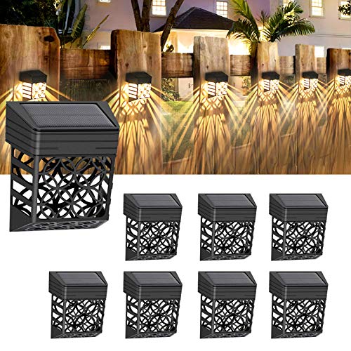 LUNSY - Lot de 8 lampes solaires pour terrasse, escaliers, cour, chemin et allée - Étanches - Automatique - Éclairage mural décoratif pour terrasse, escaliers, cour,...