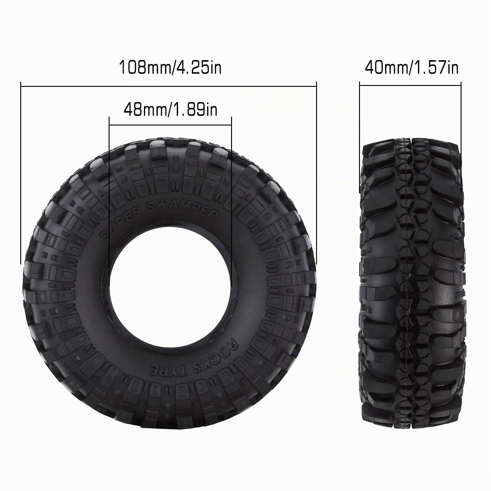 INJORA 4PCS 1,9 Neumáticos para 1:10 RC Rock Crawler Axial SCX10 90046 SCX10 III AXI03007 Tamiya CC01 D90 D110