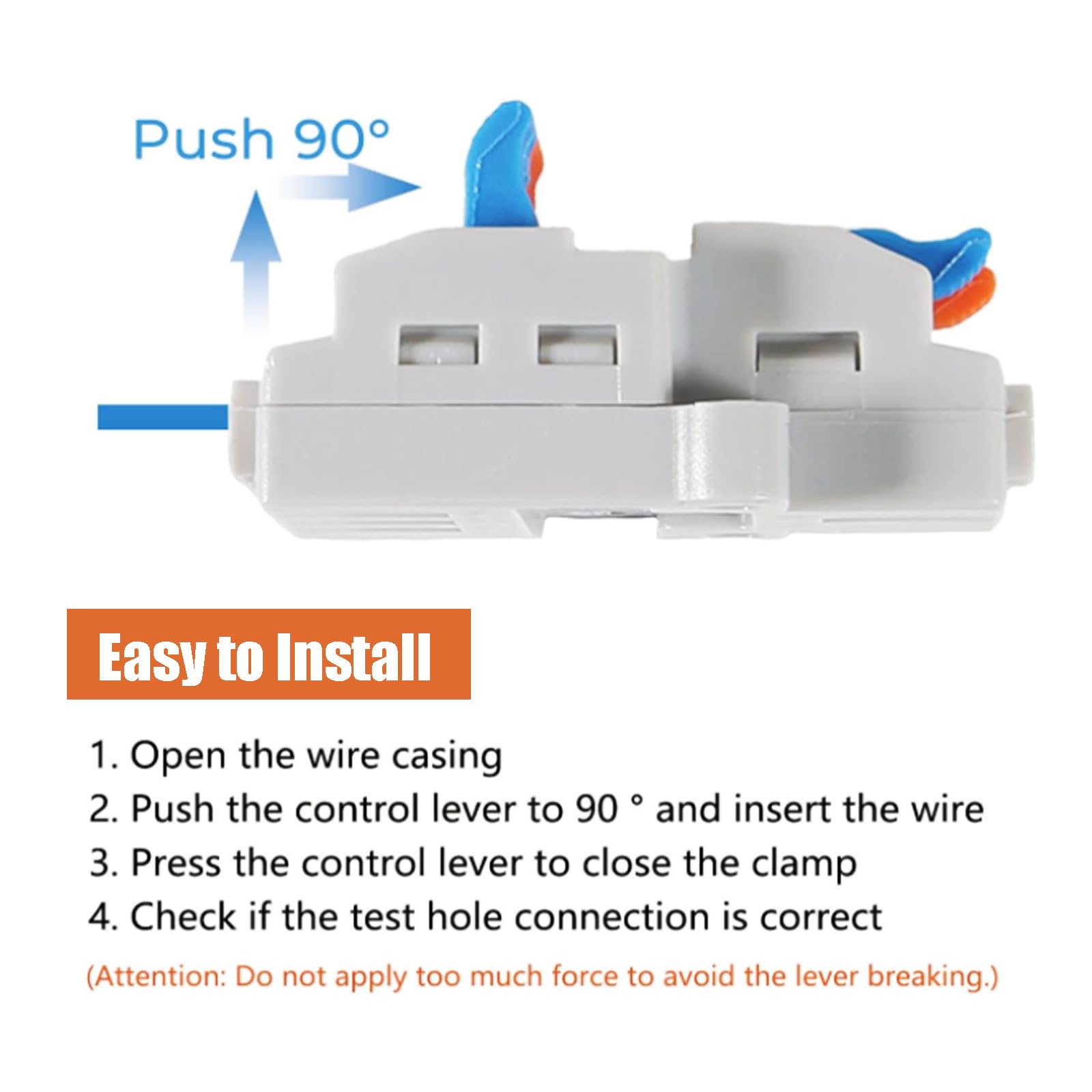 AEDIKO 10pcs Lever Wire Connectors 2 IN 4 OUT Quick Wiring Cable Connector Compact Wire Terminal Block for 28-12 AWG, 28-14 AWG - Image 3