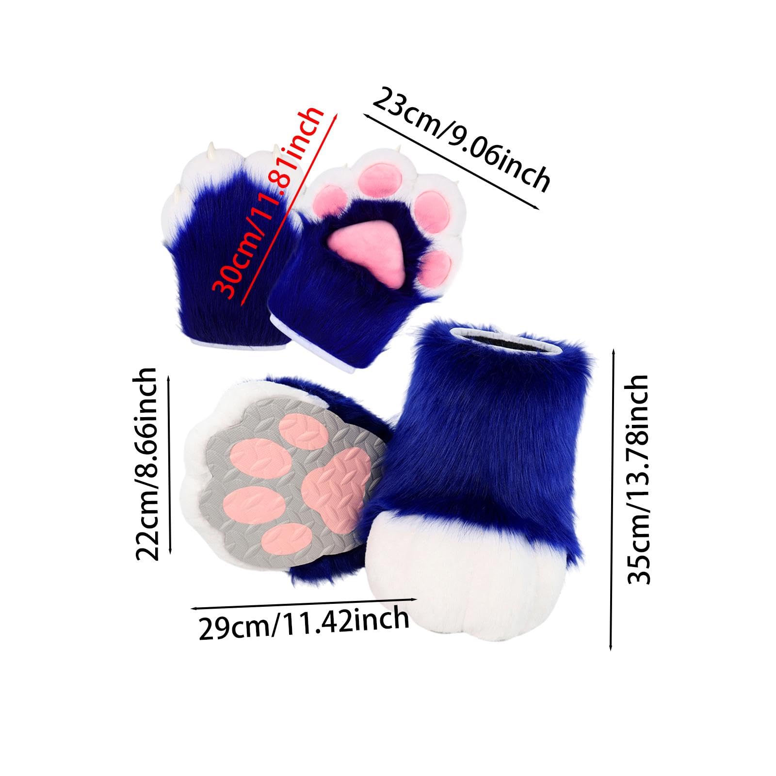 UGPLM Cosplay Animal Paws Fursuit for Women Gloves for Holiday Role Playing Masquerade: Dark Blue