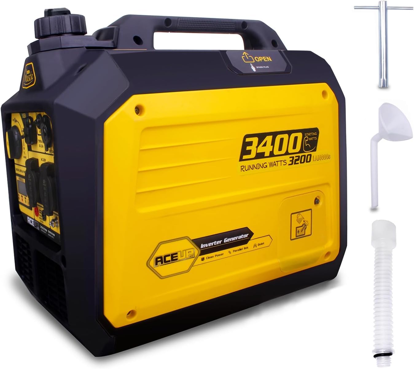 Aceup Energy Agregat Prądotwórczy Inwerterowy 3400W – Czysta Sinusoida, Lekki 23kg, Generator Prądu z Silnikiem 4-Suwowym OHV, USB-C, na Kemping i Awaryjne Zasilanie Domu