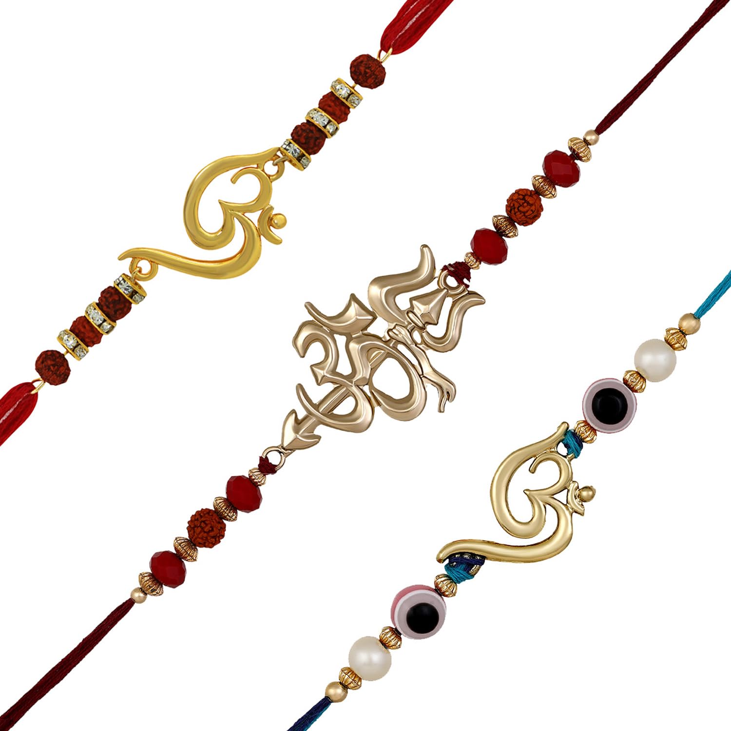 Mahi Combo of Evil Om and Trishul Rakhis with Crystals and Rudraksha for Bhaiya (RCO1105554G) (B0CBFZNMV8) Amazon Price History, Amazon Price Tracker