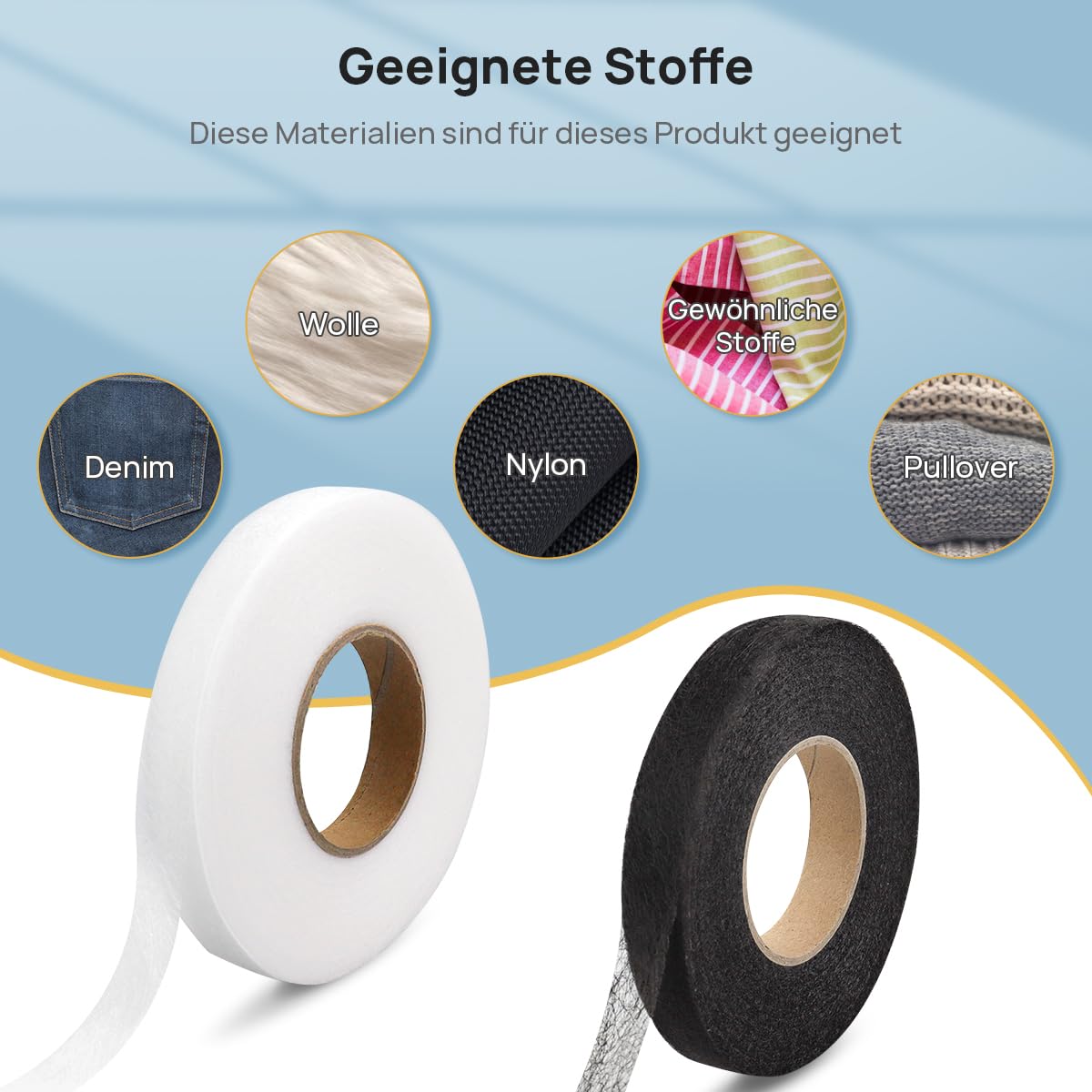 Nastro Biadesivo Per Orli Termoadesivo 1 Rotolo Da 100m - Accessorio Cucito Senza Cuciture, Fusibile In Tessuto Non Tessuto, Per Orlare Jeans, Gonne E Tende Senza Ago E Filo (Larghezza 2 Cm) - 2
