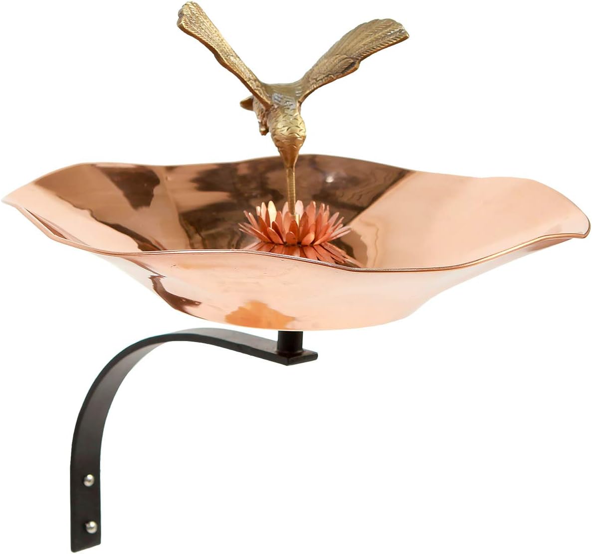 Achla Designs HBBB-01-WM Hummingbird Mount Birdbath with Wall Bracket, Copper, Black
