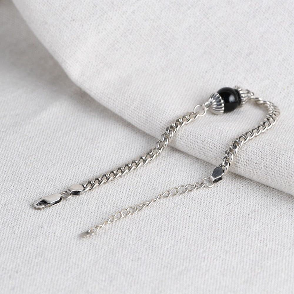 Bracciale Argento Donna,Bracciale Da Donna In Argento Sterling 925 Bracciale Vintage Cinese Bracciale Intarsiato Di Zirconi Neri Gioielli Da Donna In Argento Regali Per Sorelle Amiche Coppie Mamma