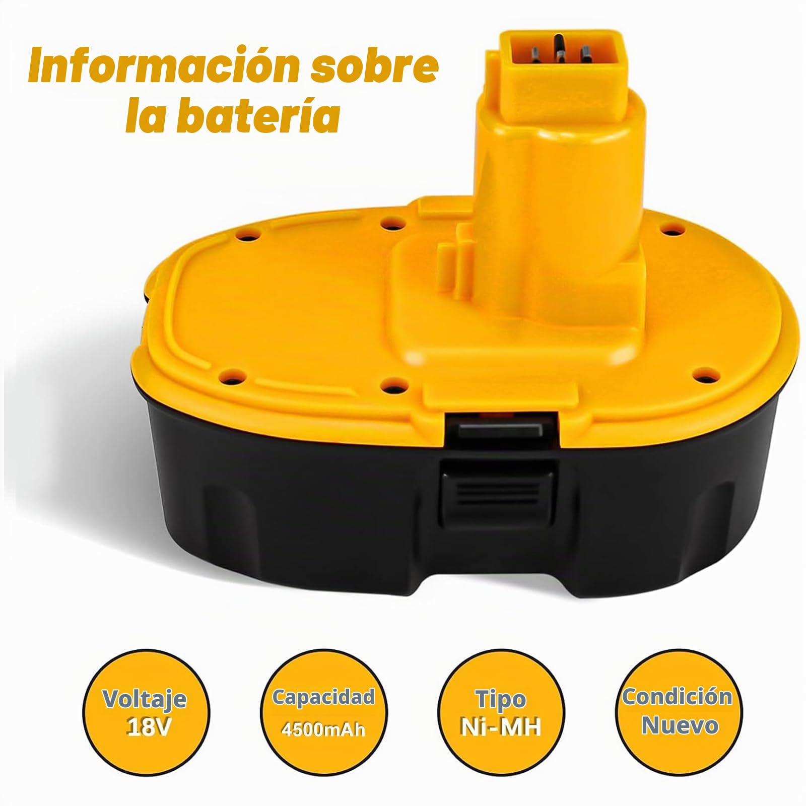 2X Exemoro 18V 4.5Ah NI-MH batería de Repuesto Herramienta batería para Dewalt DC9096 DE9039 DE9095 DE9096 DE9098 DE9503 DW9095 DW9096 DW9098 (Rojo)