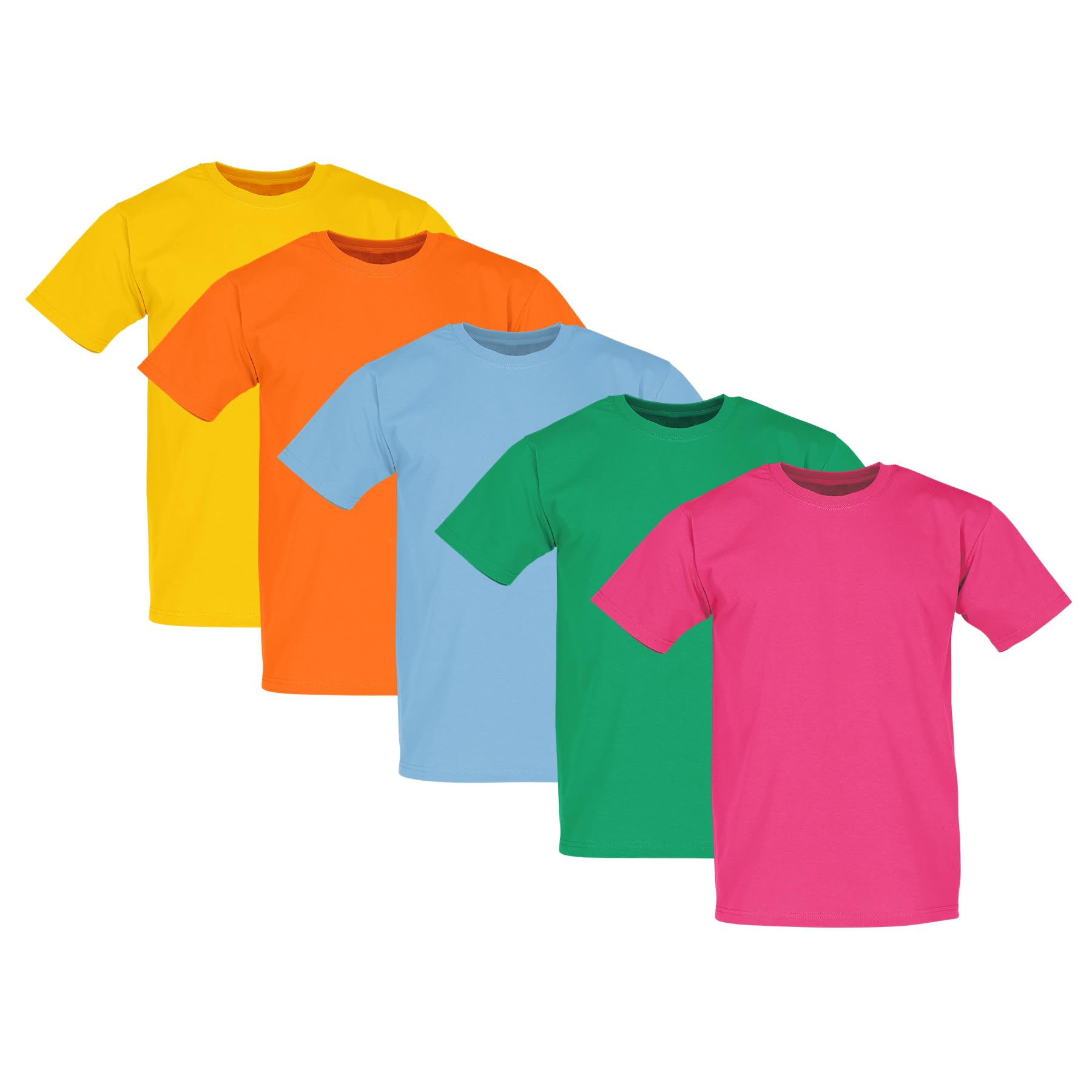 Fruit of the Loom Valueweight Men's T-Shirt, Pack of 5, Sun+Orange+Sky+Kelly+Fuchsia, XL