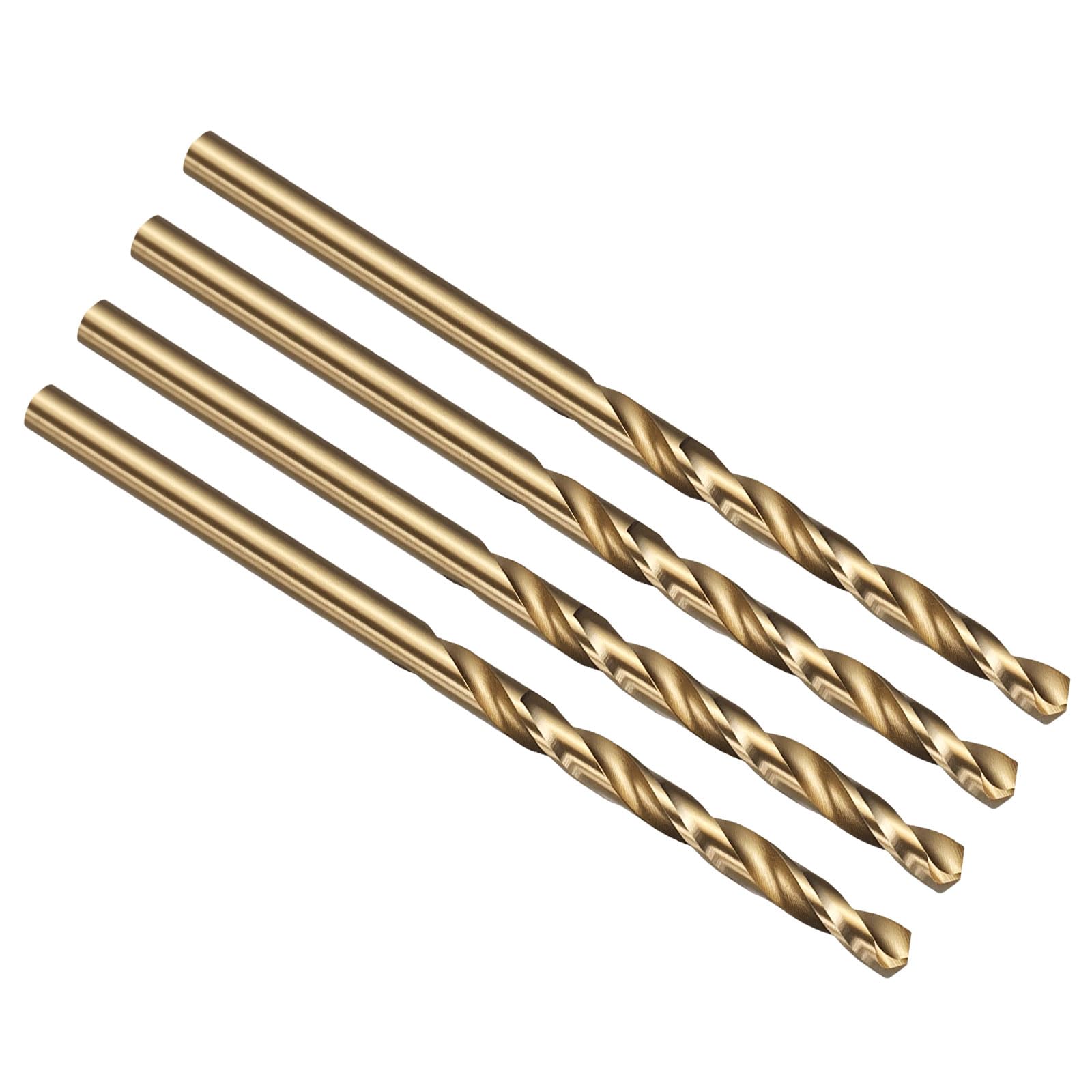 PATIKIL #30 Drill Bit, M42 8% Cobalt High-Speed Steel Jobber Straight Shank 135ยฐ Gold Finish for Hard Metal High-temperature Titanium Alloy - 4 Pack