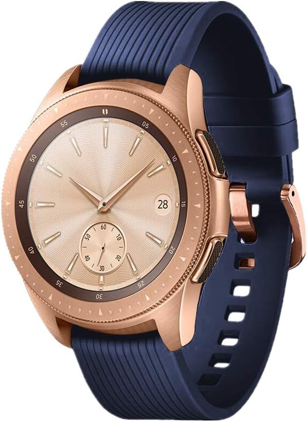 Galaxy Watch Bands,20mm Silicone Replacement Bands Compatible for Samsung Galaxy Watch 42mm with Rose Gold Watch Buckle for Women Men Gift (Navy Blue, Rose Gold Buckle)