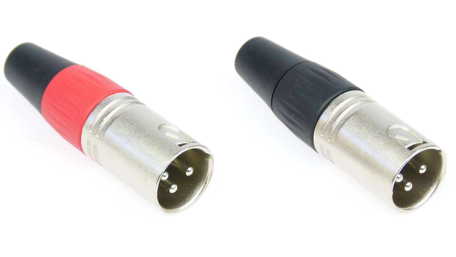 Adam Hall 10 SETs Connectors XLR 3 pol Mikrofon Kabel Stecker male + Kupplung female in ROT + SCHWARZ, versilbert 3 Star Serie