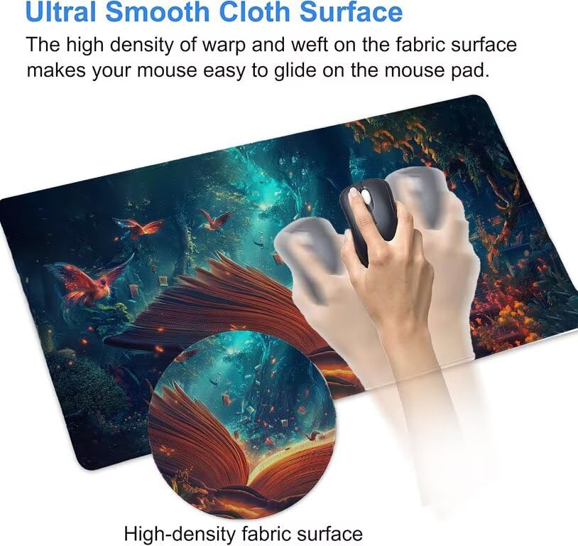 Mouse pad XXL con bordes cosidos reforzados y tapete protector de escritorio elegante 6