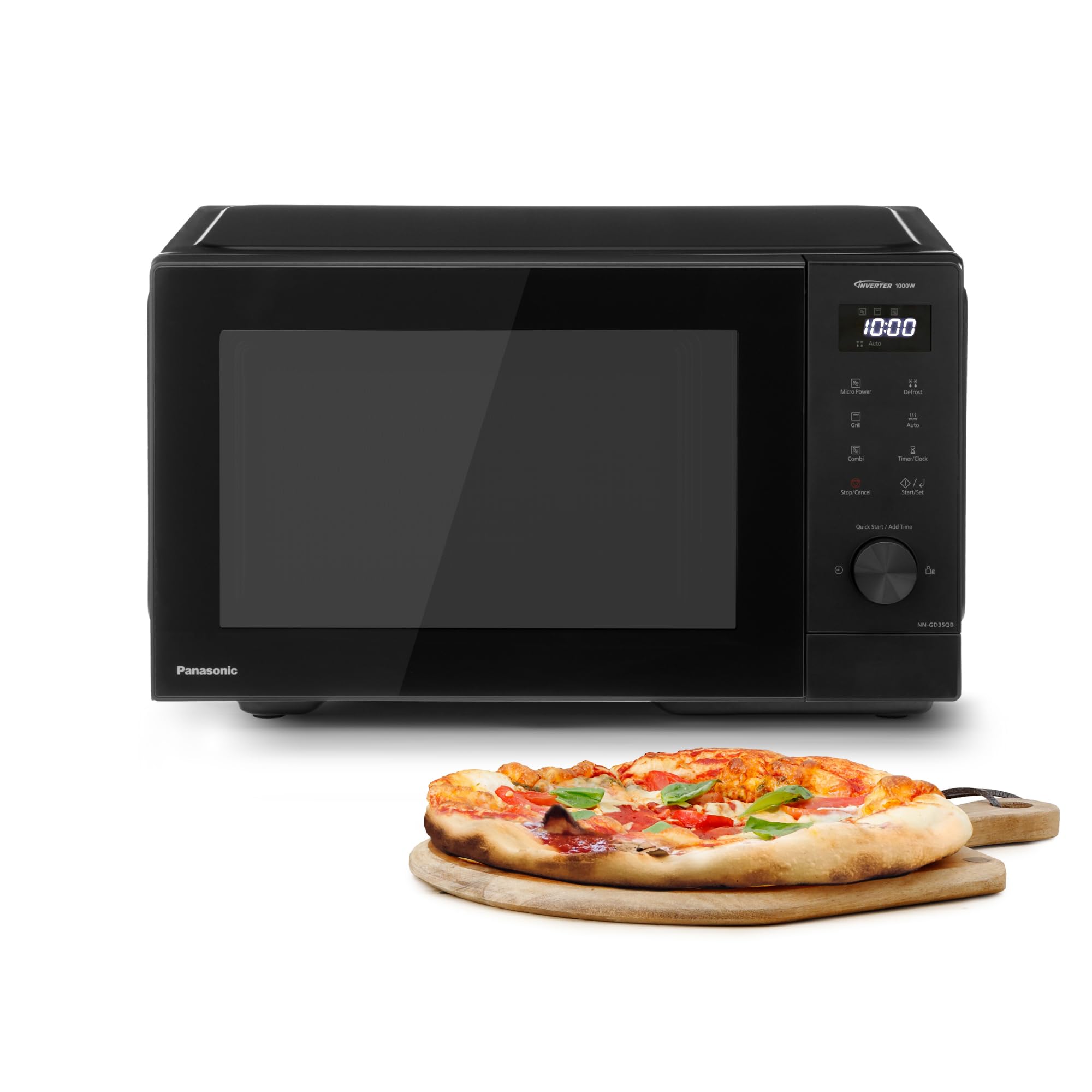 Panasonic NN-​GD35QBEPG 29L - Microondas para barbacoa (1000 W, descongelación automática, cocción combinada, temporizador, color negro