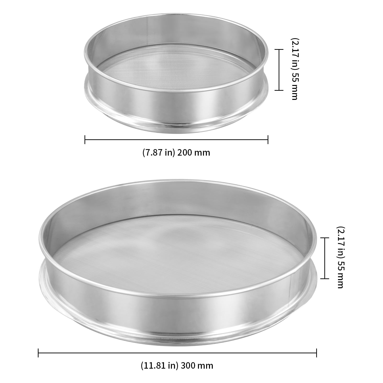 KEILEOHO Lot de 2 Tamis Cuisine, extracteurs de Pollen d'herbes 120 et 80 Mailles, 30 cm et 20 cm, en Acier Inoxydable, Tamis à Farine, empilables pour Cuisine, Argent