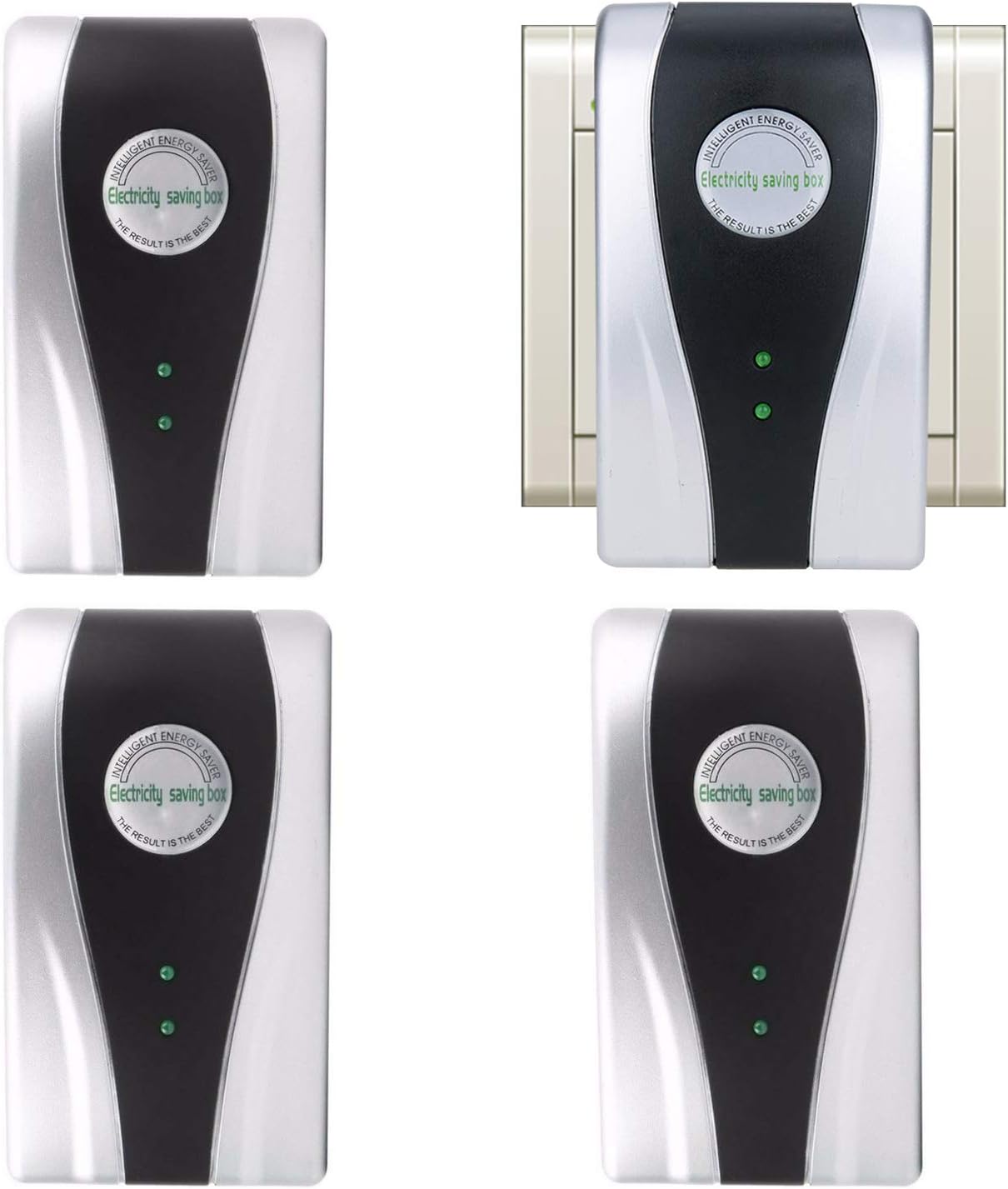 4 Pack Power Save Smart Energy Saver Device Electricity Saving Box Power Saving Box Electricity Reducer House Electric Current Voltage Stabilizer Energy Power Saving Device