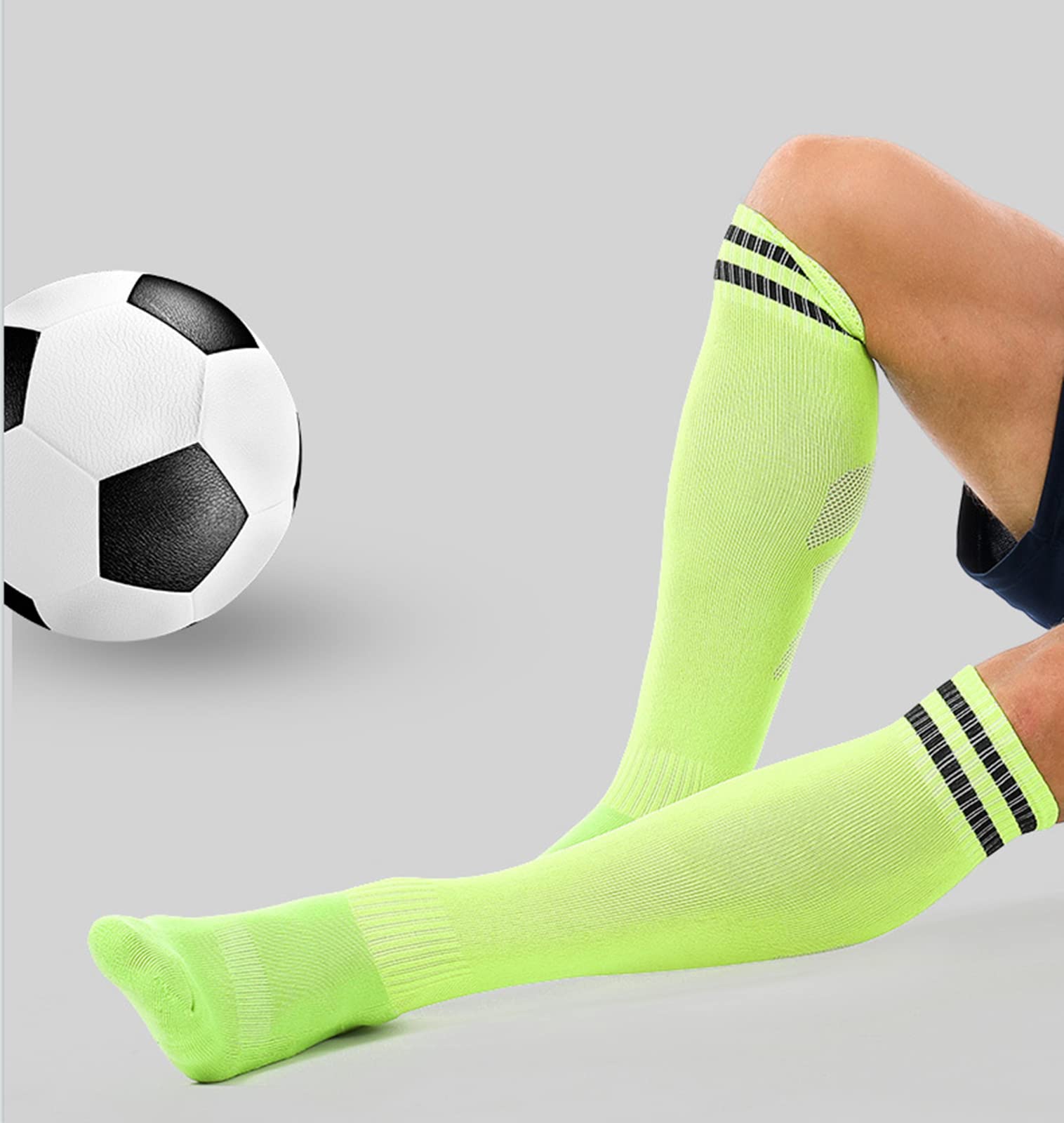 10 Paar Fußballsocken, dehnbar, kniehoch, bunte Fußballsocken für Männer, Frauen, Teenager