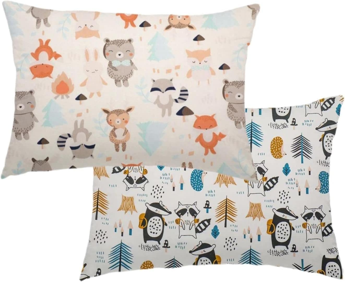 Kinder Kissenbezug 40 x 60 cm - 2er Pack Bio Baumwolle Kopfkissenbezug - Baby Kleinkind Kissen Kissenbezüge für Kinderwagen - babykissen bezug mit Umschlagverschluss