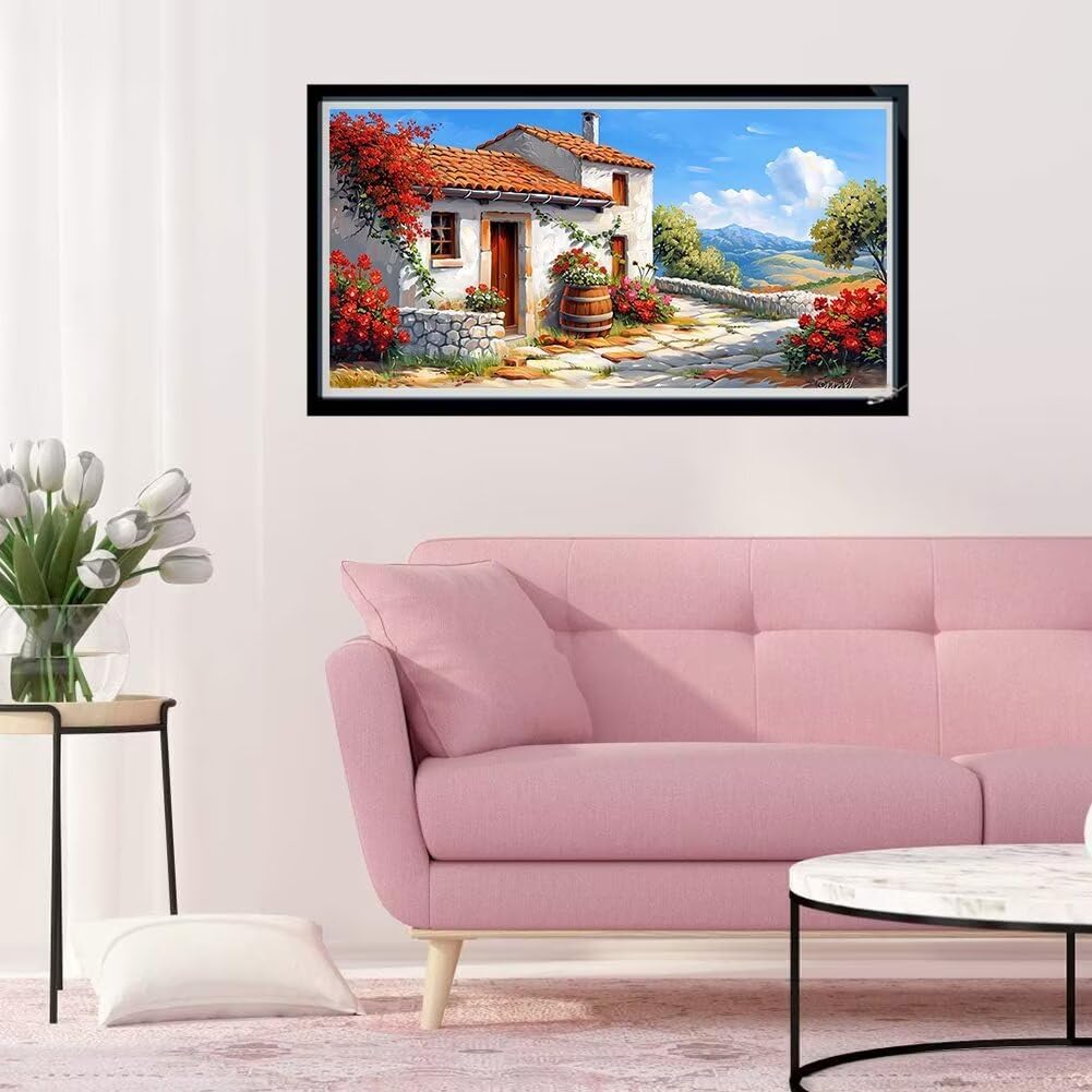 Dipingere Con i Numeri costiero Dipingi con i Numeri piccola città Dipingere con i Numeri Adulti, Pittura con i Numeri XXL 60x120 cm Colorare Con i Numeri Kit Pittura a Olio, Decorazioni Parete Y6-256