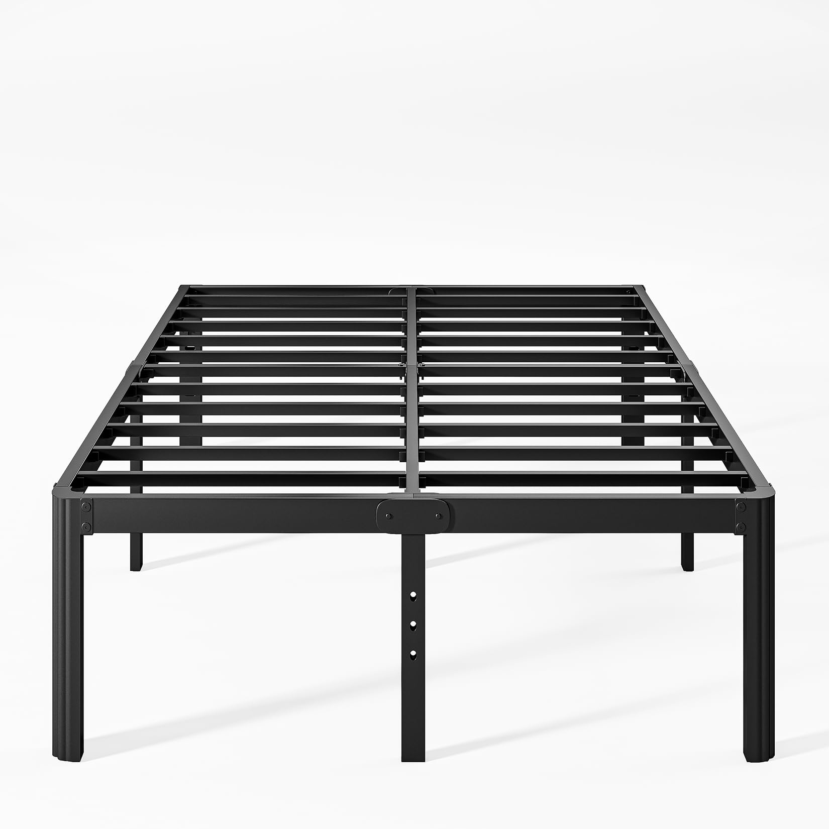 18 inch high platform california king bed frames no box spring needed, metal cal king bed frame, noise free, easy assembly, heavy duty, black