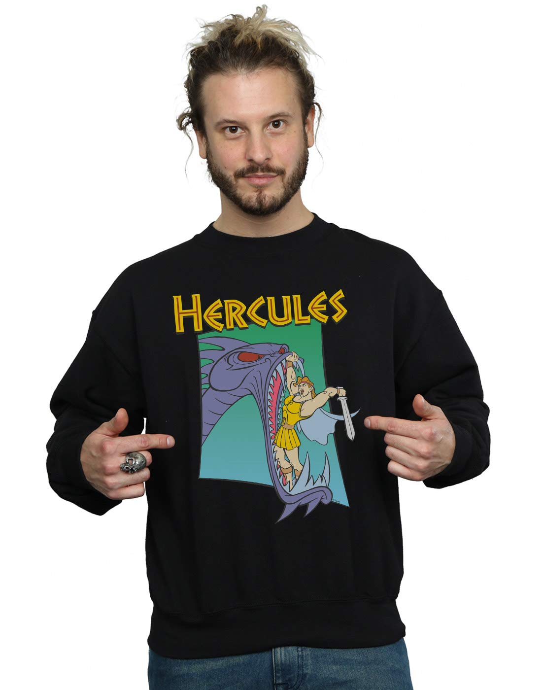Official Licensed Disney Hercules Hydra Fight Men's Sweatshirt - Cozy Cotton-Blend, Regular Fit, UK - Available in Multiple UK Sizes - Machine Washable - Officially Licensed - Premium Quality Black