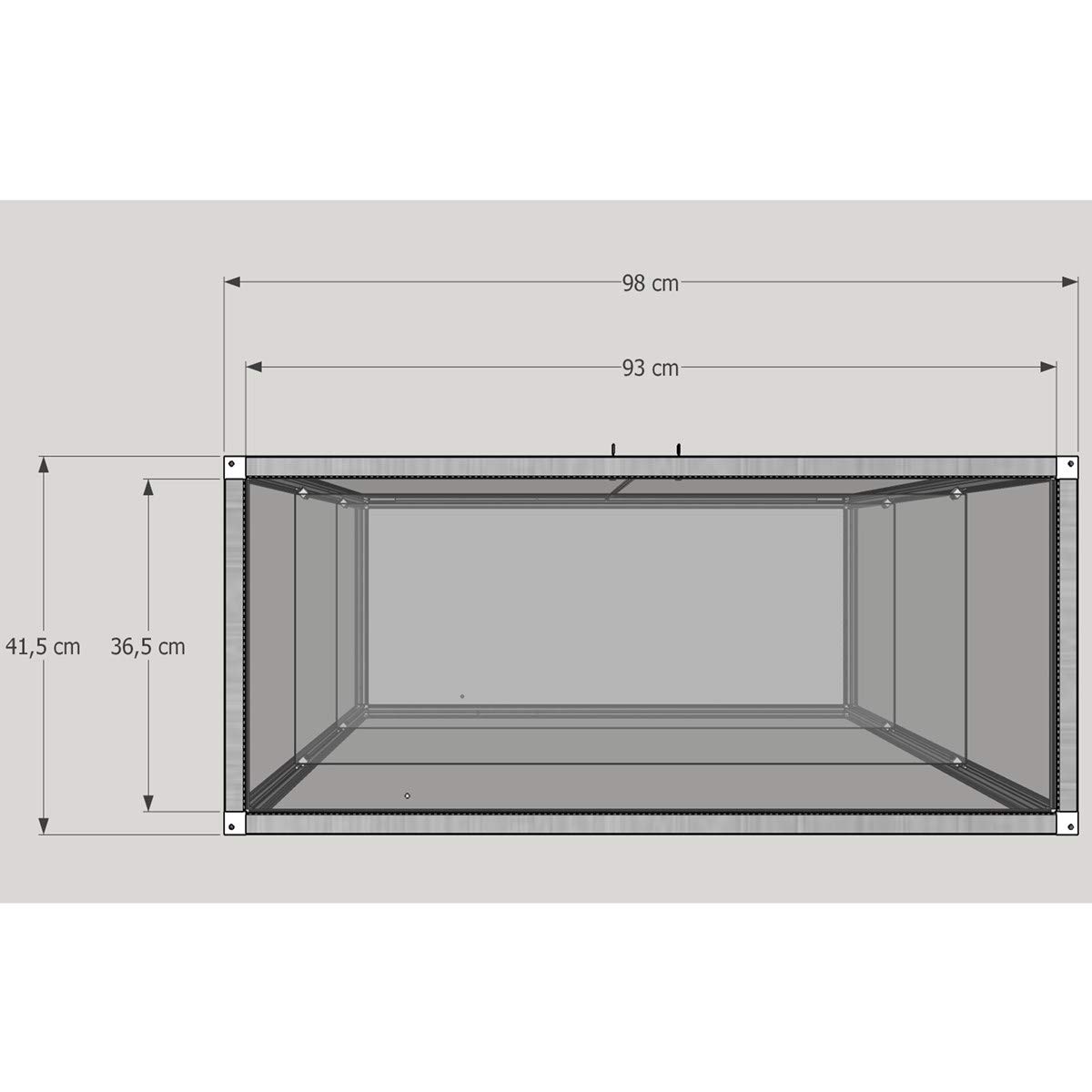 MHN Halbhohe Glasvitrine T 41,5 x B 98 x H 95 cm - breite Thekenvitrine Glas abschließbar - Flache Alu-Glas Verkaufsvitrine - ohne Beleuchtung