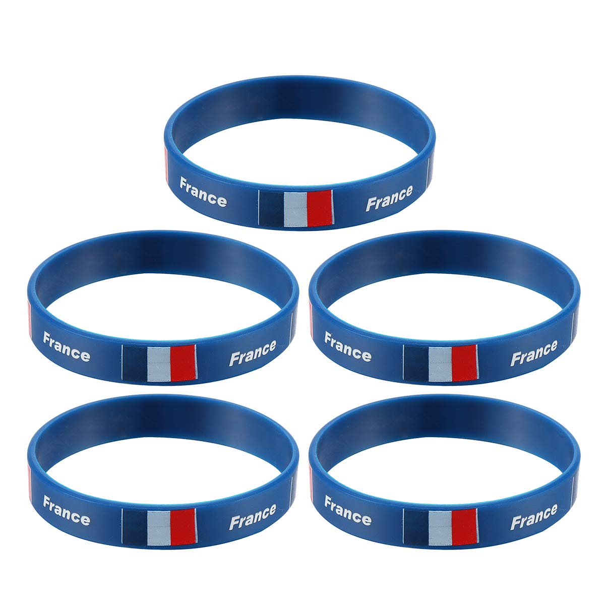 Wakauto France Flag Silicone Bracelet Unisex National Flagation Flag Printed Patriotic Wristband for Sports Football