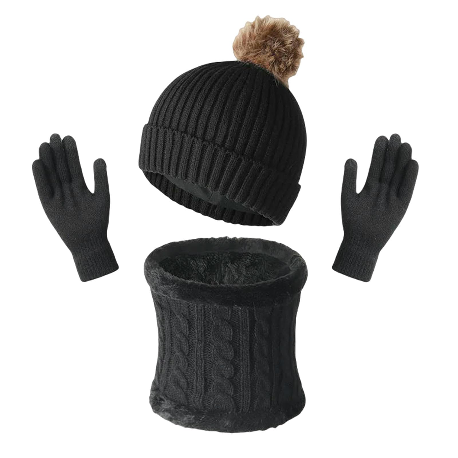 Mütze,Schal & Handschuh-Sets 3-teiliges Set Unisex Mode Winter Strickschal Mütze Handschuhe Zum Warmhalten Für Erwachsene Accessoires Männer Und Frauen Im Freien-c2