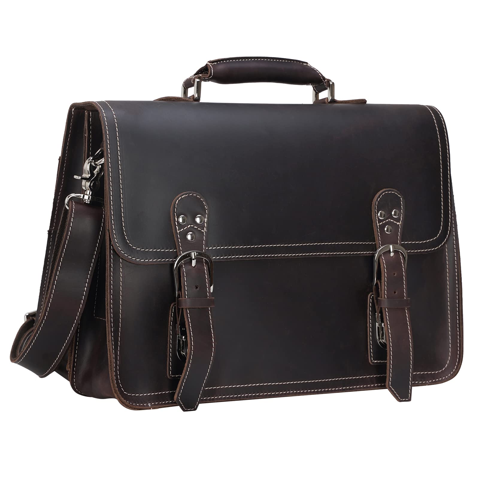 Polare Sacoche rétro en Cuir Pleine Fleur pour Ordinateur Portable avec Fermetures éclair YKK