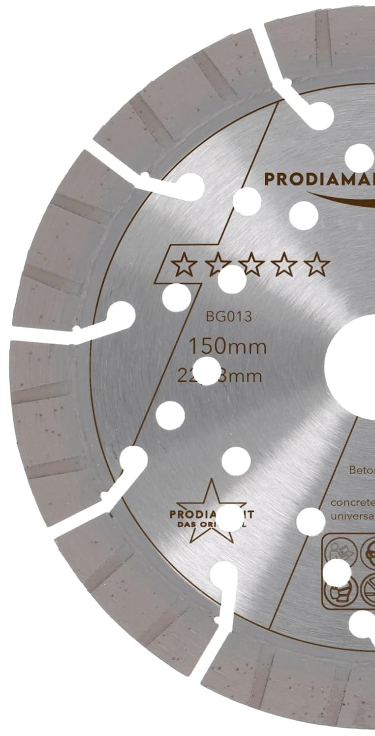 PRODIAMANT Profesjonalna diamentowa tarcza tnąca beton/granit Oxx 150 mm x 22,2 mm diamentowa tarcza do cięcia PDX82.118 150 mm do kamienia naturalnego, produktów betonowych, materiałów o średniej twardości i twardych