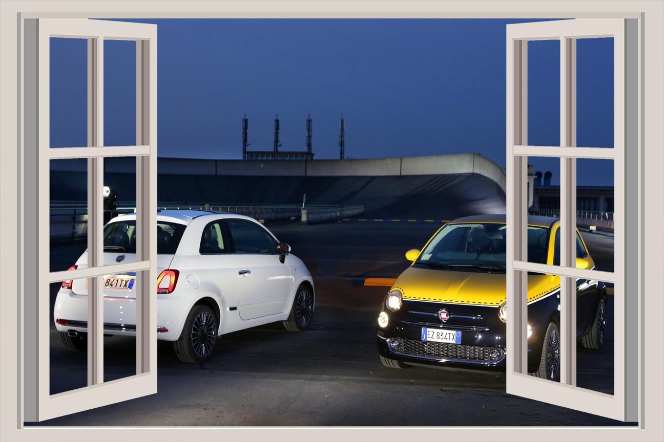 JVERF - JZZA15088 Fiat Fiat Two| Self-Adhesive Open Window Wall Sticker