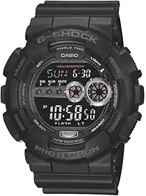G-Shock GD100-1B | Relógio digital masculino resistente | Resistente à água até 200 m | LED de alto brilho | Tempo duplo e bateria de 7 anos, Multi, One Size, Esportivo