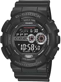 G-Shock GD100-1B | Relógio digital masculino resistente | Resistente à água até 200 m | LED de alto brilho | Tempo duplo e bateria de 7 anos, Multi, One Size, Esportivo
